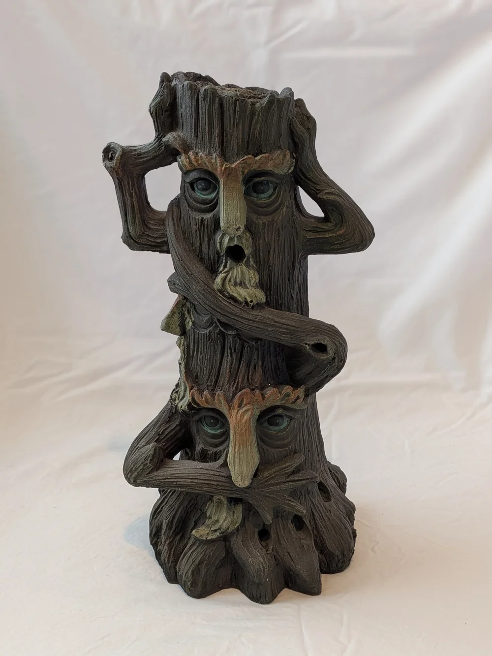 Woodland Tree Face Sculpture - Brown Home Art Decor - Picture 1 of 4
